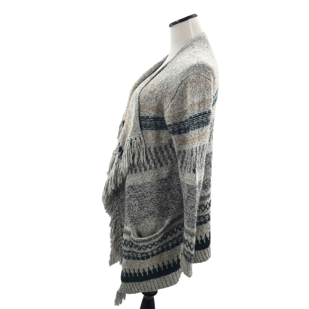 Cabi Shetland Fringe Long Open Front Sweater - image 8